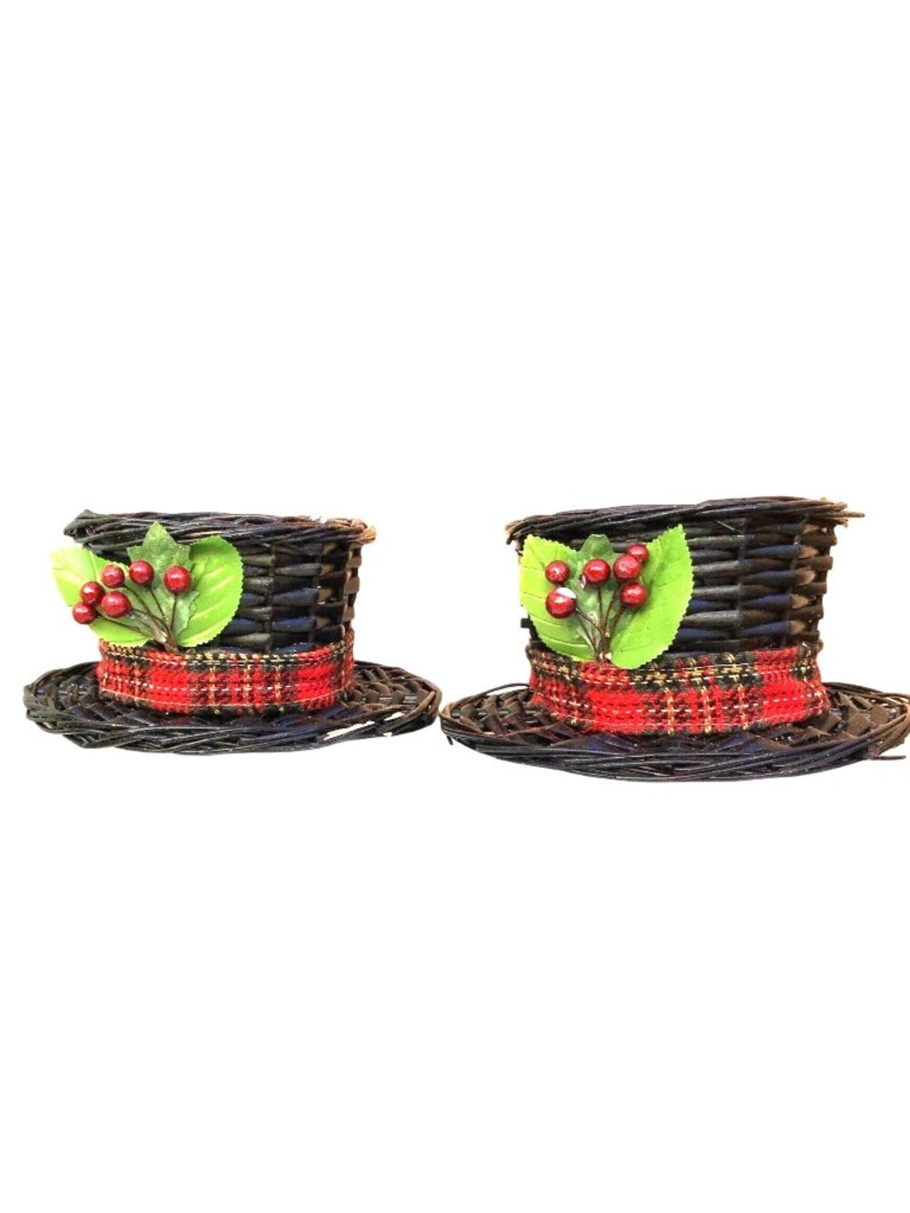 SET OF 2 SNOWMAN 8" HATS CHRISTMAS DECORATION CANDLE/VASE HOLDER